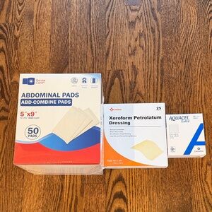 Abdominal Pads 5”x9” Xeroform Petrolatum Dressing 4”x4”  Aquacel Extra 2”x2” NWT